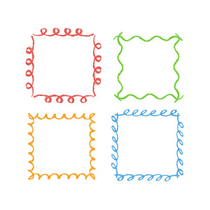 300x300 Crayon Hand Drawing Square Frames Set Of Colorful Rectangular