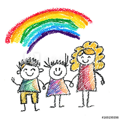 500x499 Children With Teacher Or Mother Kids Drawing Illustration