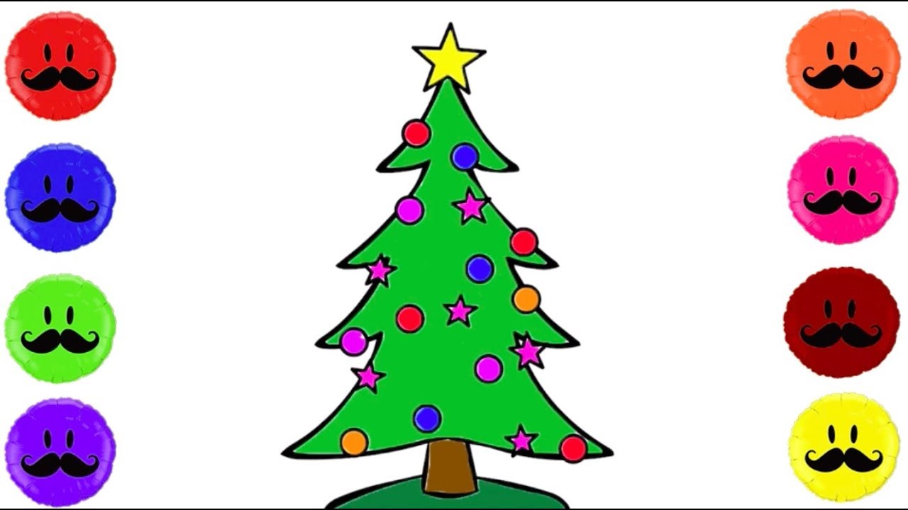 1280x720 How To Draw Christmas Tree For Children Coloring For Kids