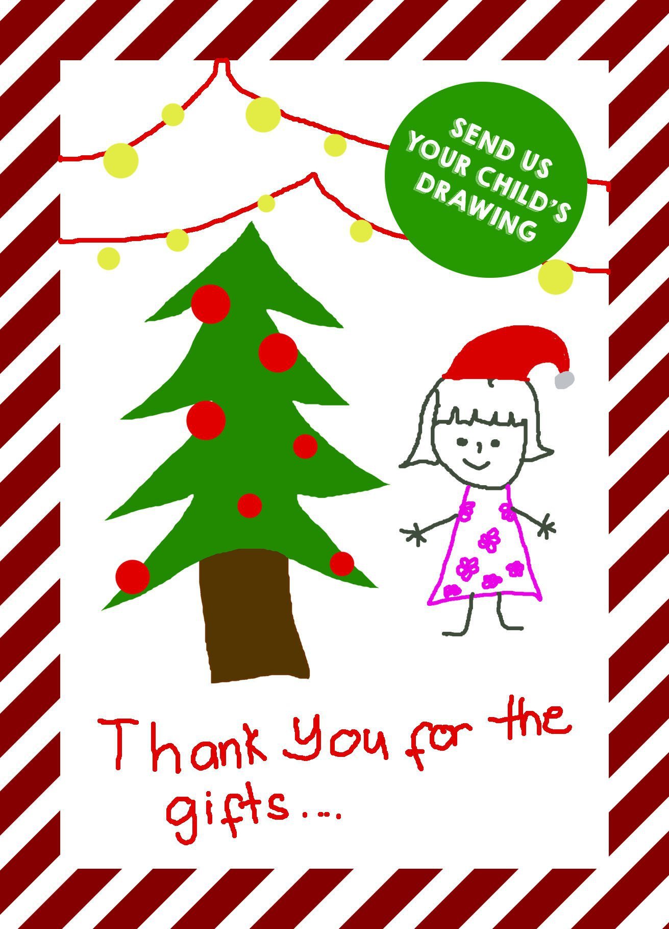 1311x1819 Your Kids Personalised Drawing Christmas Thank You Cards