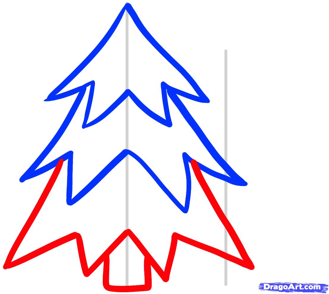 1108x991 Christmas Tree Drawing Easy For Kids Step
