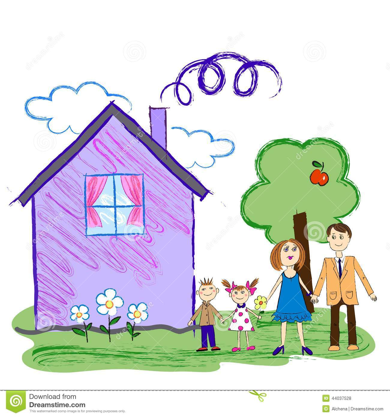 1300x1390 Kids Drawing Of A House And Kids Sketch Of Happy Family With House