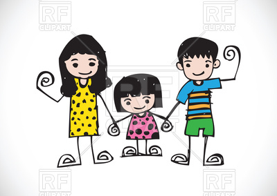 400x284 Kids Drawing With Happy Family Picture Vector Image Of People