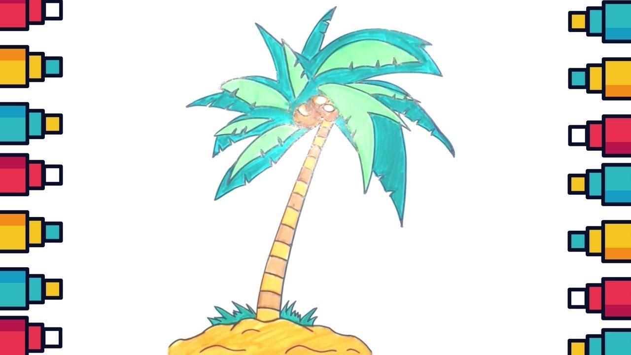 1280x720 How To Draw Coconut Tree Step