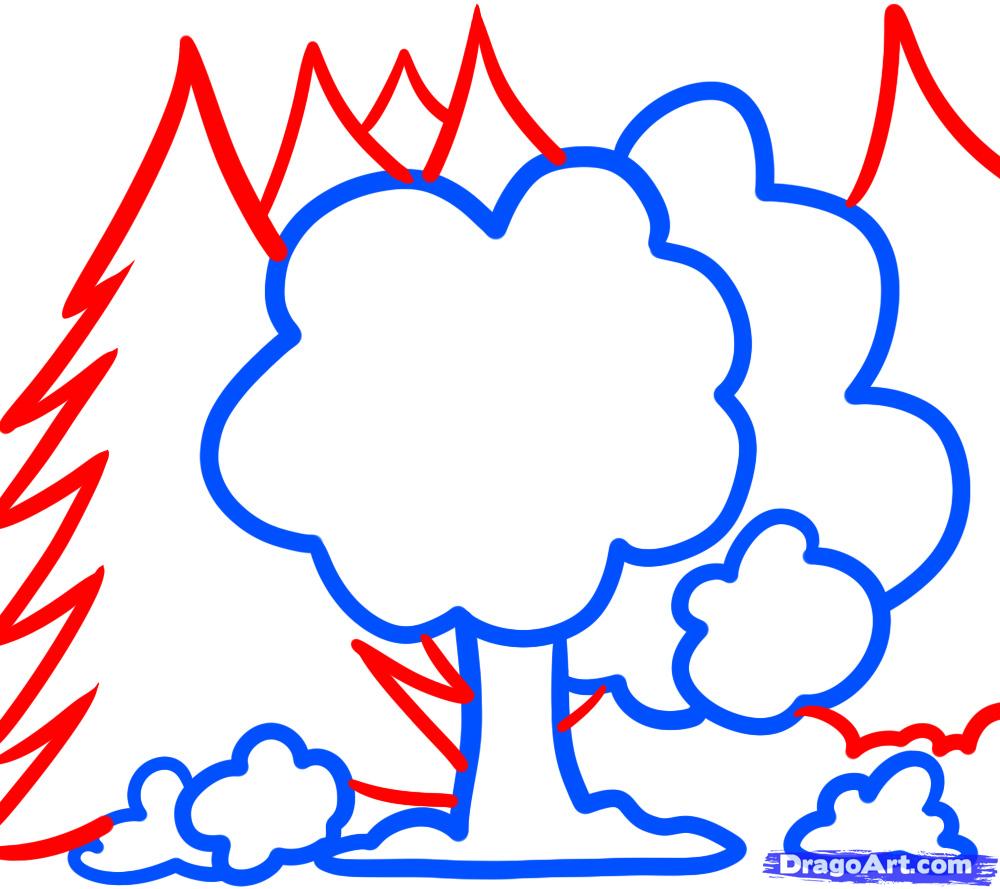 1000x889 How To Draw Trees For Kids, Step