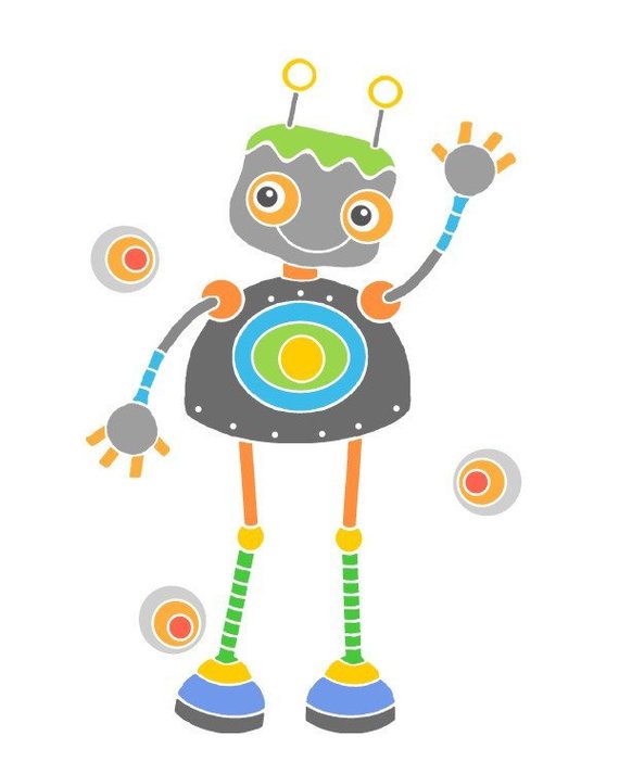 570x713 Girl Robot Kids Room Wall Art Robot Drawing Wall Decor Science Etsy