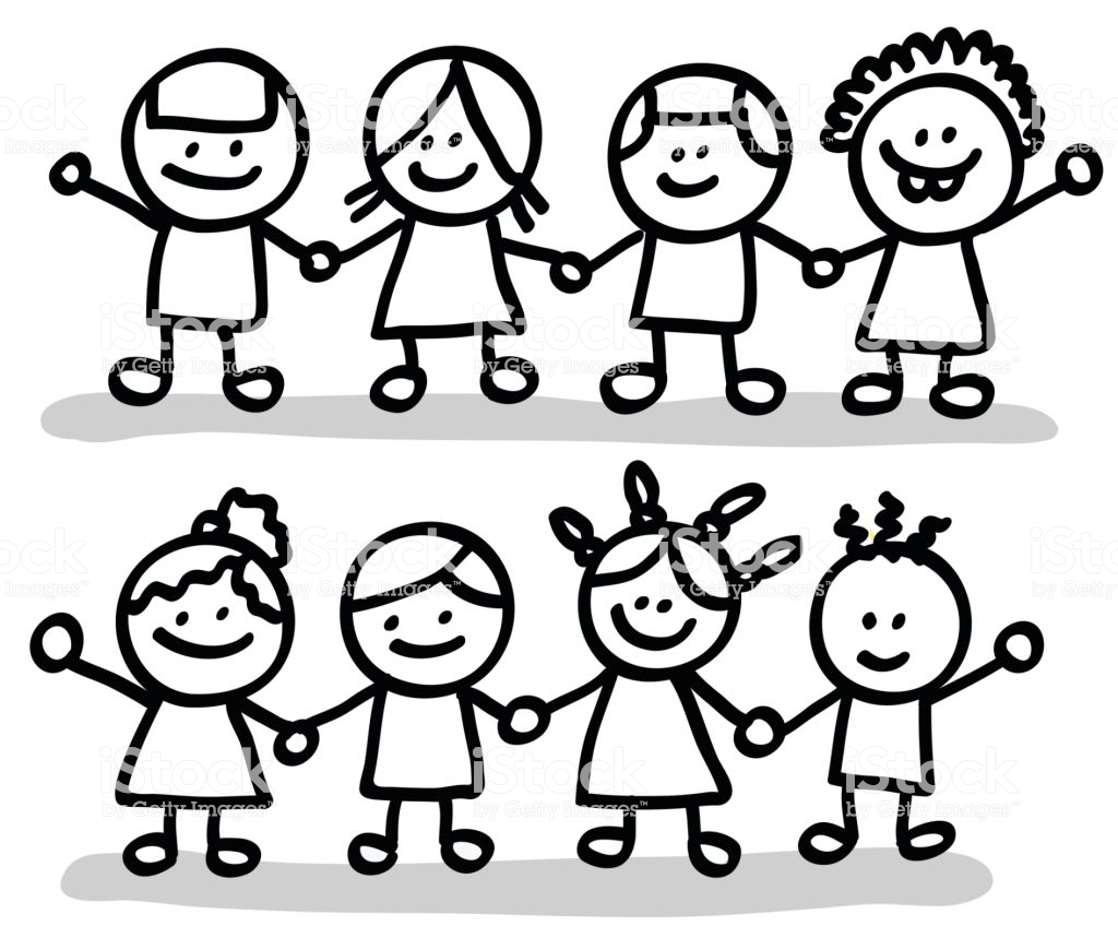 1024x859 Kids Holding Hands Clipart Black And White