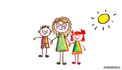500x286 Kids Drawing Happy Family Holding Hands Mother, Father, Sister
