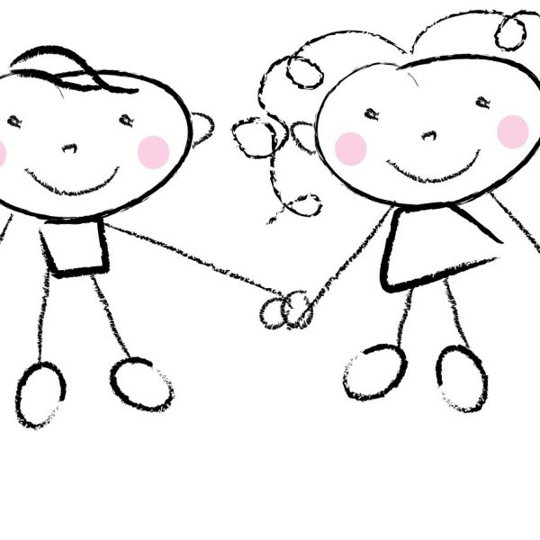 600x600 Children Holding Hands Black And White Clipart Letters Within