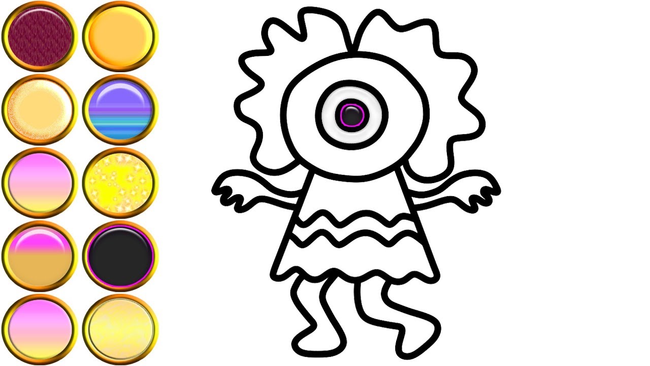 1280x720 Monster Girl Drawing And Coloring Learn Colors For Toddlers