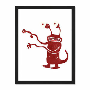 300x300 Painting Drawing Bizarre Red Cartoon Monster Kids Art Large Framed