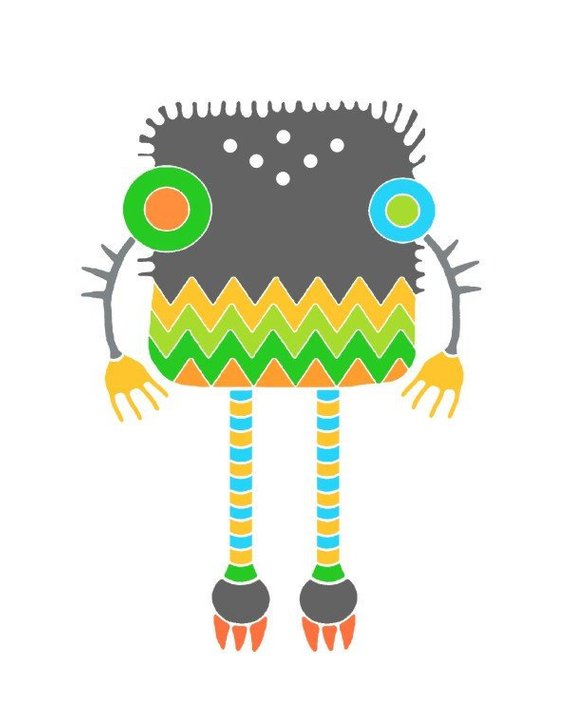 570x713 Abstract Monster Art Print Modern Drawing Surreal Art Wall Etsy