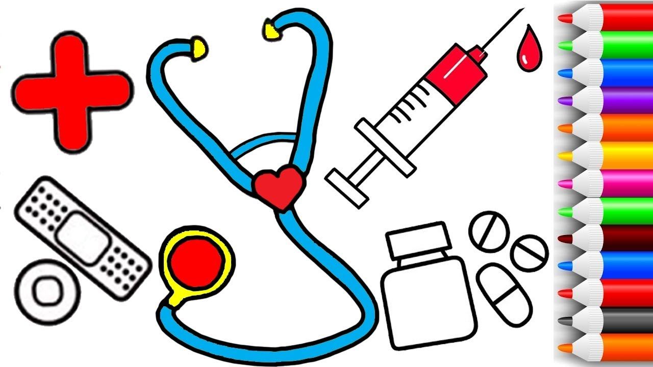 1280x720 How To Draw And Color Doctors Set Coloring Pages For Kids Play