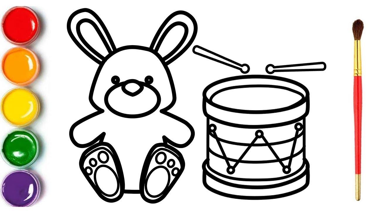 1280x720 Toy Rabbit Playing With A Drum