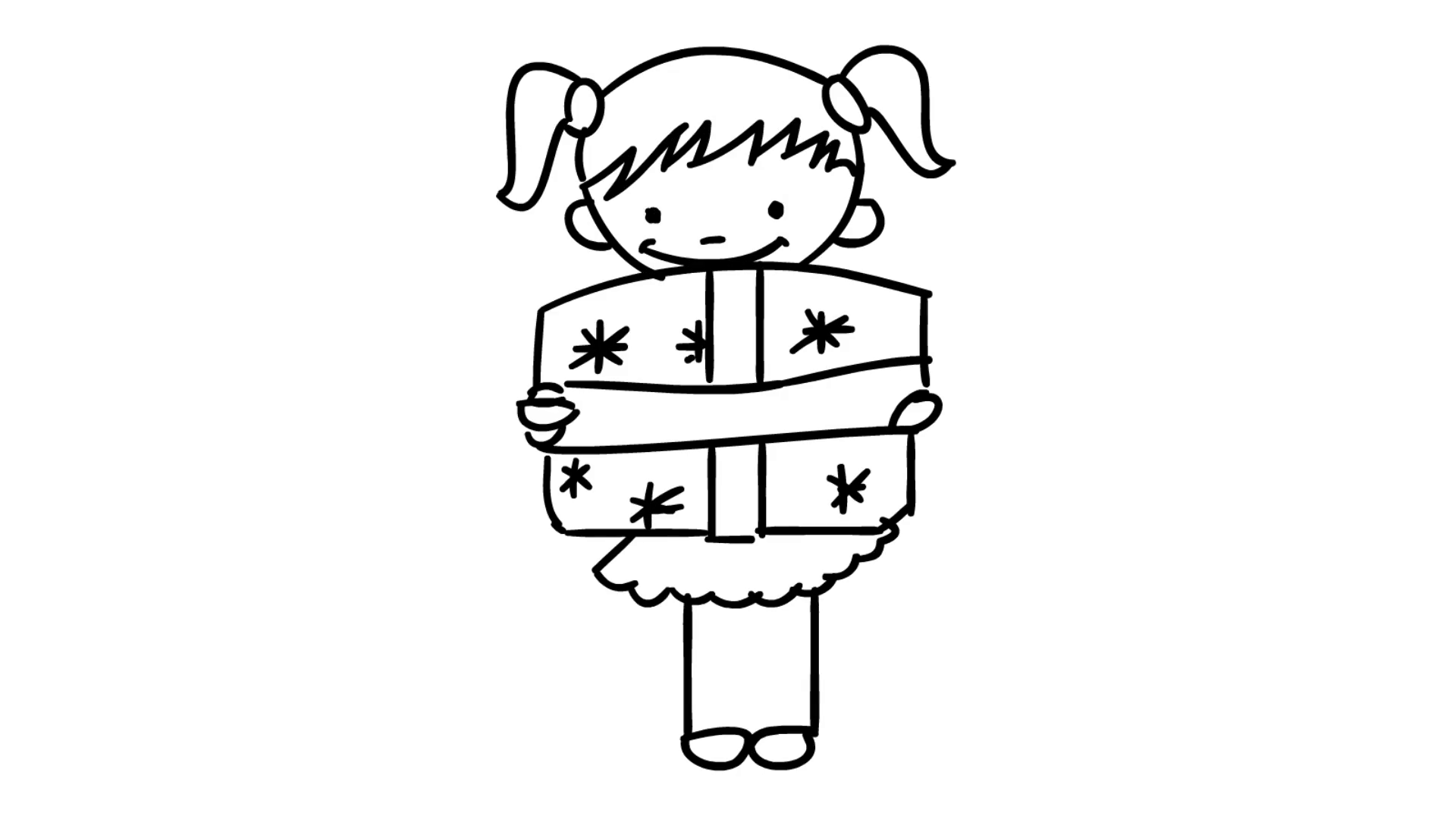 1920x1080 Christmas Kids Playing Line Drawing Illustration Animation