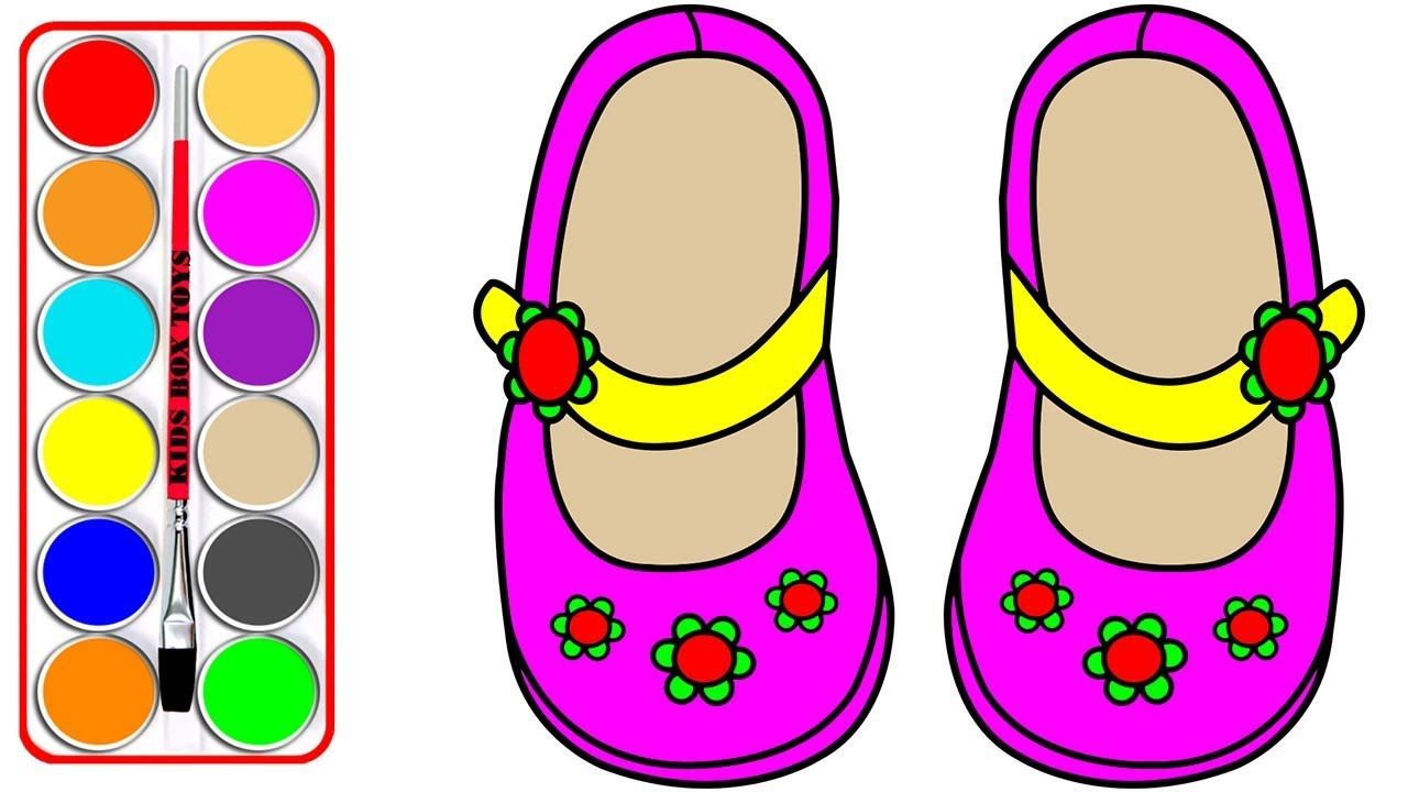 1280x720 Baby Shoes Coloring Pages Learn Colors For Kids