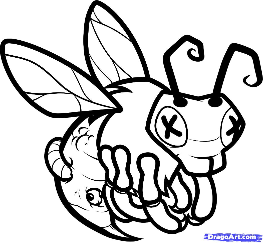 1051x970 Bee Drawing Free Download