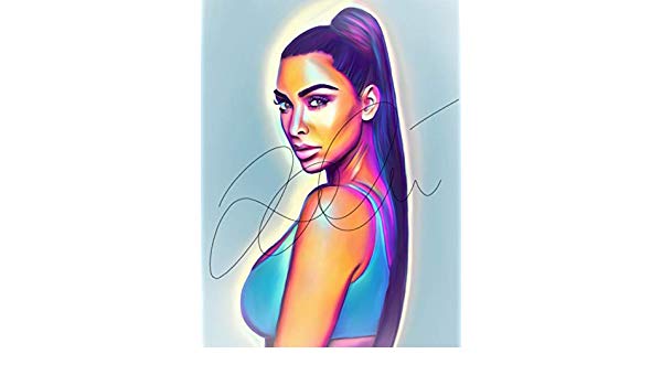 600x350 Kim Kardashian Abstract Drawing Print Poster Hand