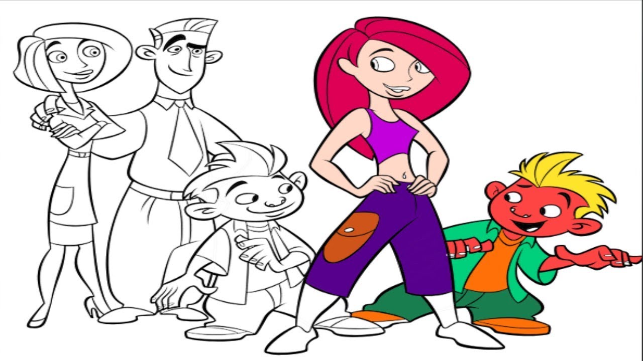 1280x720 Kim Possible And Family Drawing Coloring For Kids