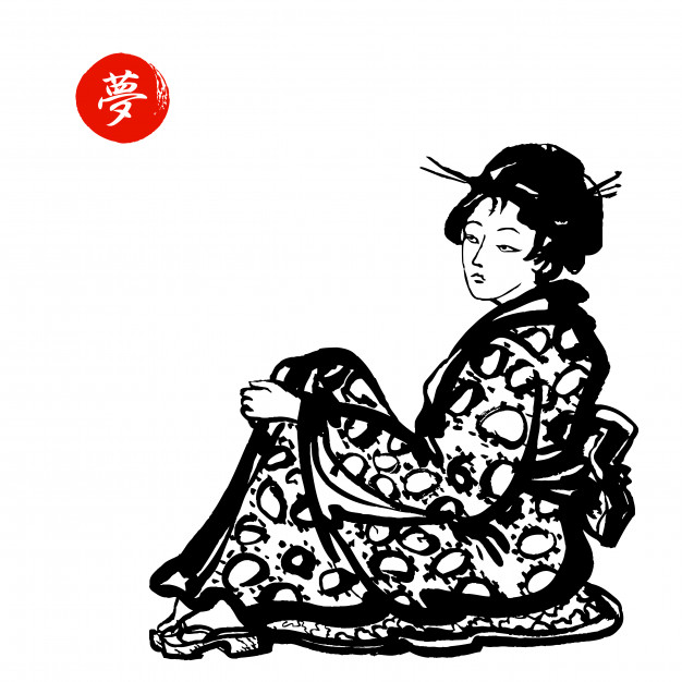 626x626 Japanese Geisha In Kimono Vector Premium Download