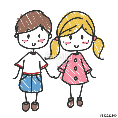 500x500 Doodle Style Drawing Of A Kindergarten Friendship Between A Boy