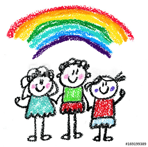 500x499 Happy Children Kids Drawing Style Kindergarten