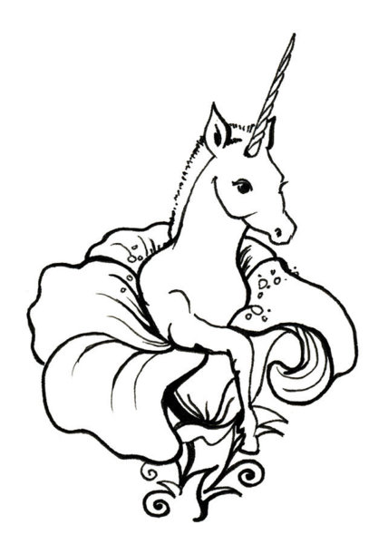 428x600 White Unicorn Drawings Fine Art America
