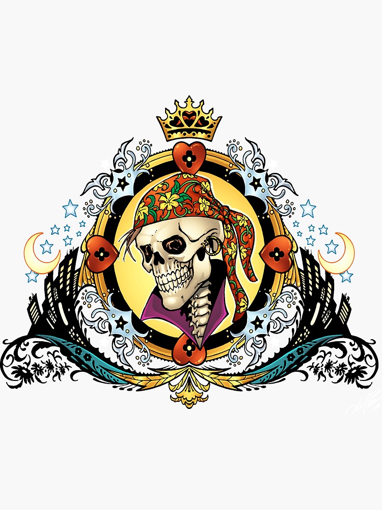 750x1000 Pirate King Skull With Hearts And A Crown