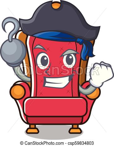 368x470 Pirate King Throne Character Cartoon Vector Illustration