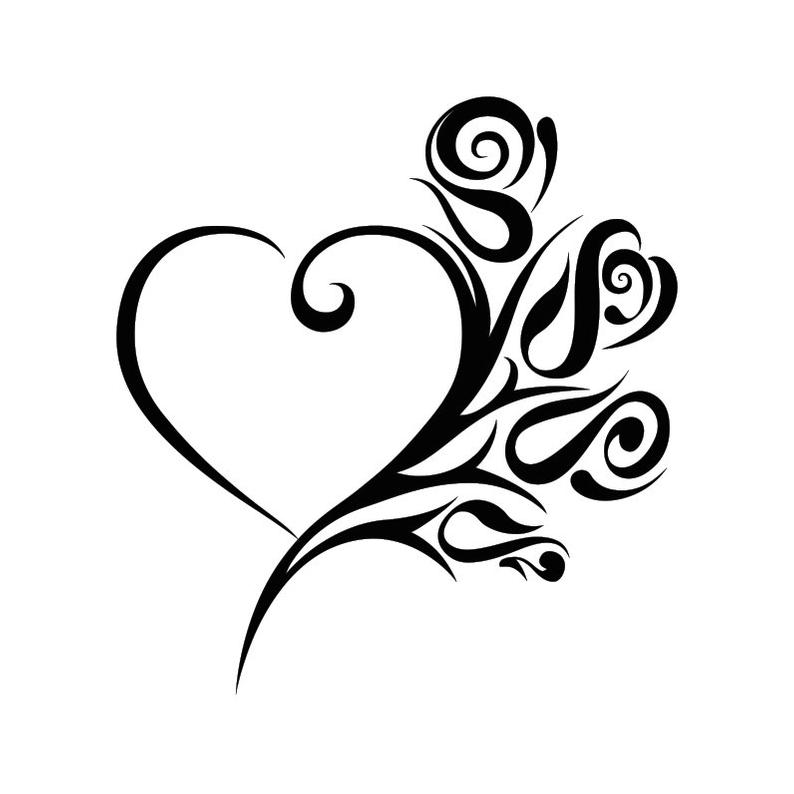 794x794 Tribal Heart Roses Logo Clip Art Vector Tattoo Cricut Cut Etsy