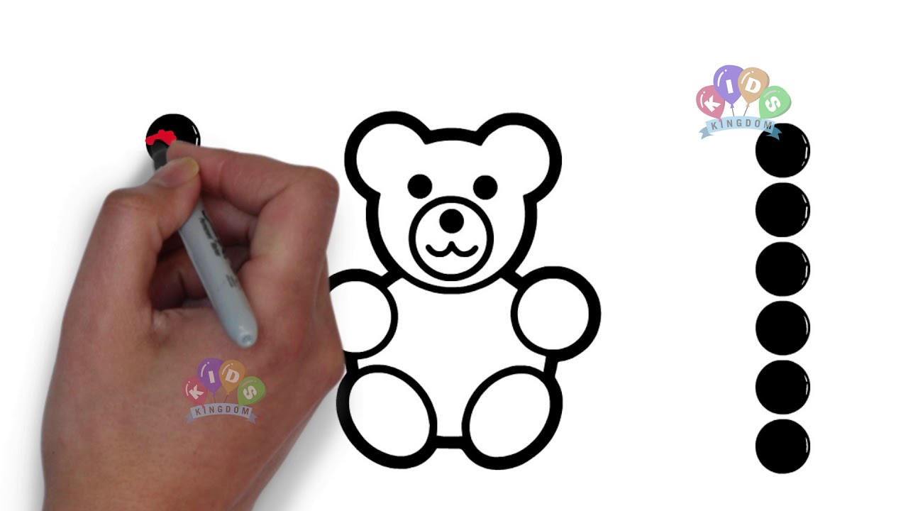 1280x720 Coloring Drawing Cute Teddy For Kids Kids Color Book Kis