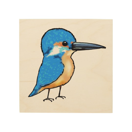 540x540 Cute Blue Kingfisher Bird Wood Print