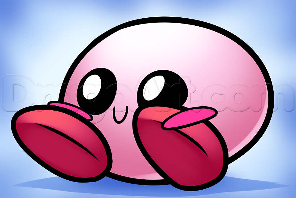 956x639 How To Draw Kawaii Kirby, Step