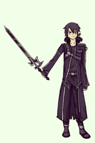 320x480 My Digital Drawing Of Kirito From Sword Art Online ^^