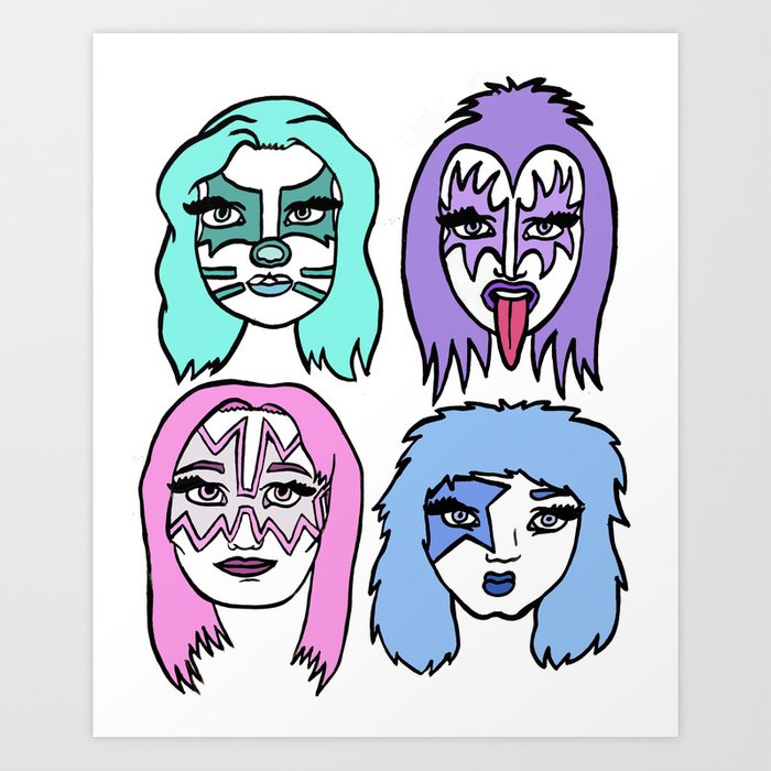 700x700 Girl Band Kiss Art Print