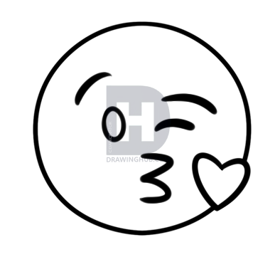 394x361 How To Draw The Kiss Emoji, Step