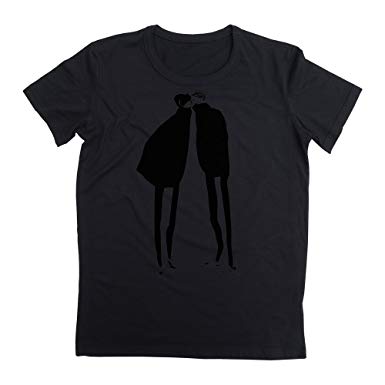 385x385 Cute Couple Kissing Minimal Drawing Men's T Shirt