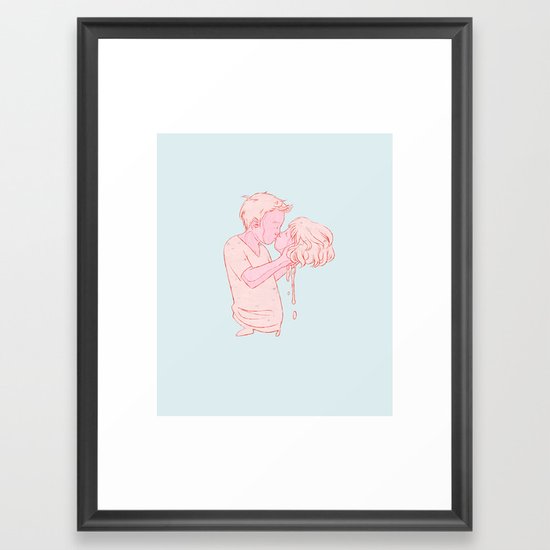 550x550 kissy face framed art print
