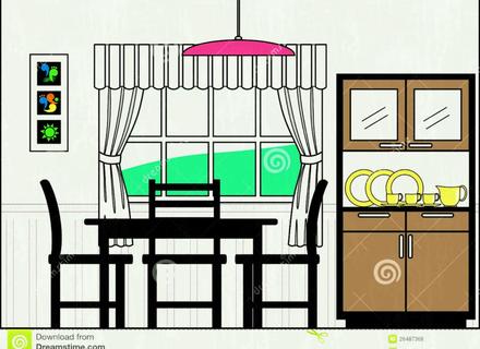 440x320 Modern Kitchen Interior Background Template Cartoon, Cartoon