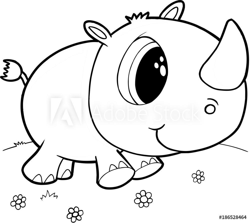 1000x892 Printed Kitchen Splashbacks Cute Rhino Vector Illustration Art