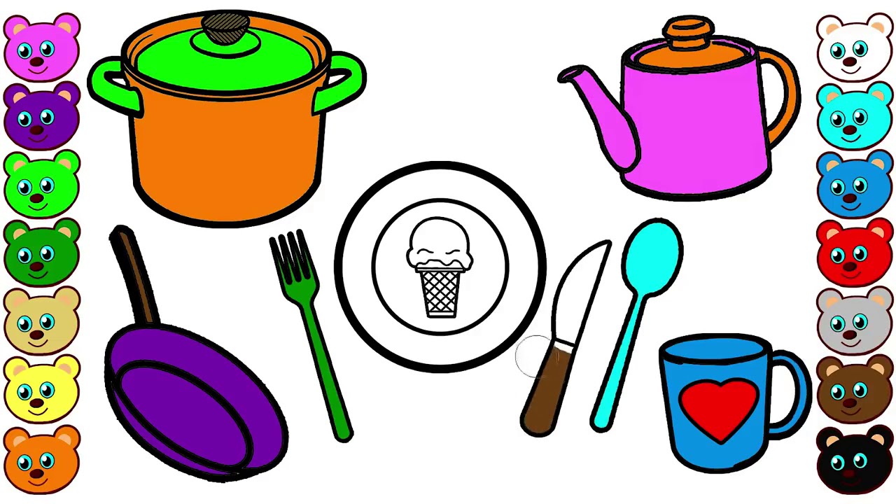 1280x720 How To Draw A Kitchen Easy For Kids Kitchen Drawing