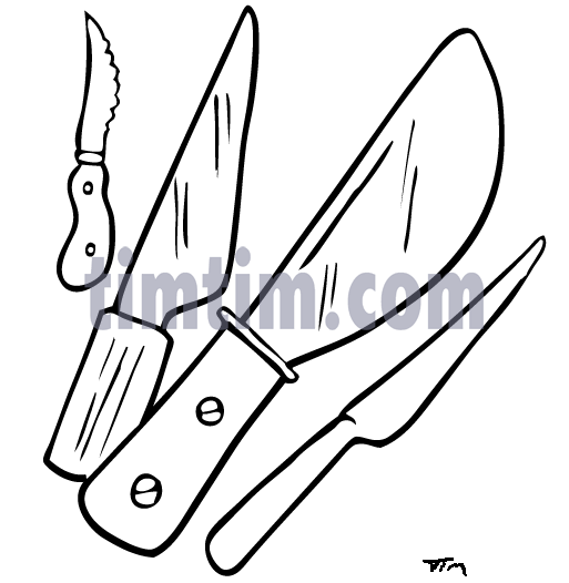 513x526 free drawing of kitchen knives bw from the category cooking food