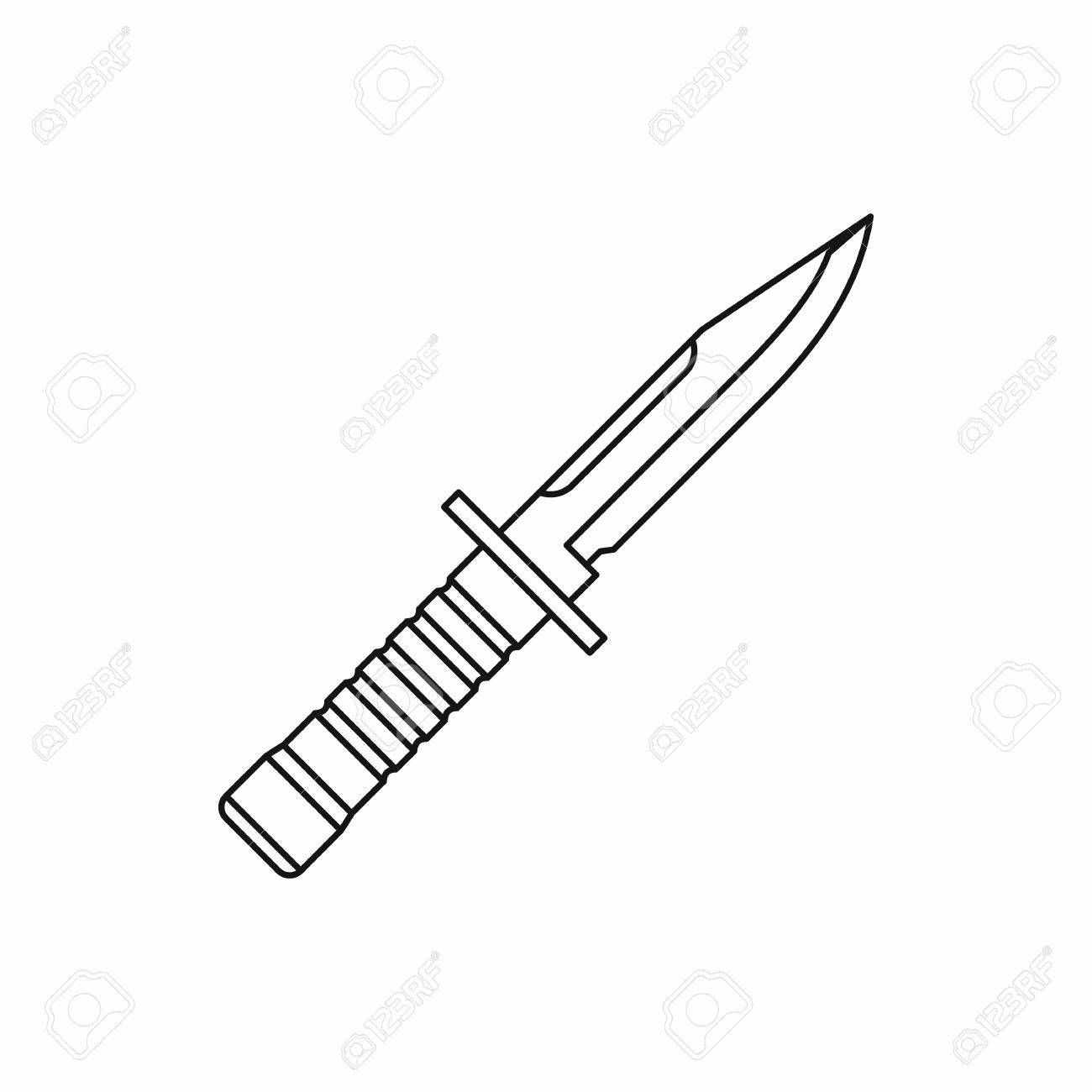 1300x1300 Military Knife Icon In Outline Style Isolated On White