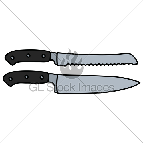 500x500 Two Big Kitchen Knives Gl Stock Images