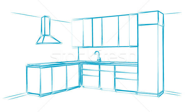 600x359 Hand Drawn Kitchen Furniture Vector Illustration Sketch Drawn