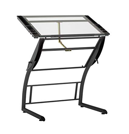 425x443 Studio Designs Triflex Drawing Table, Metal Charcoal Blackclear