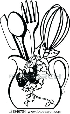 290x470 Kitchen Utensils Border Clipart Food Of Black And White Retro