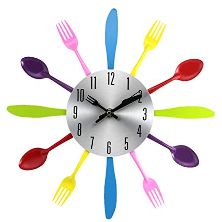 450x450 Kitchen Wall Clock, Lommer Metal Mute Kitchen Utensils Unique