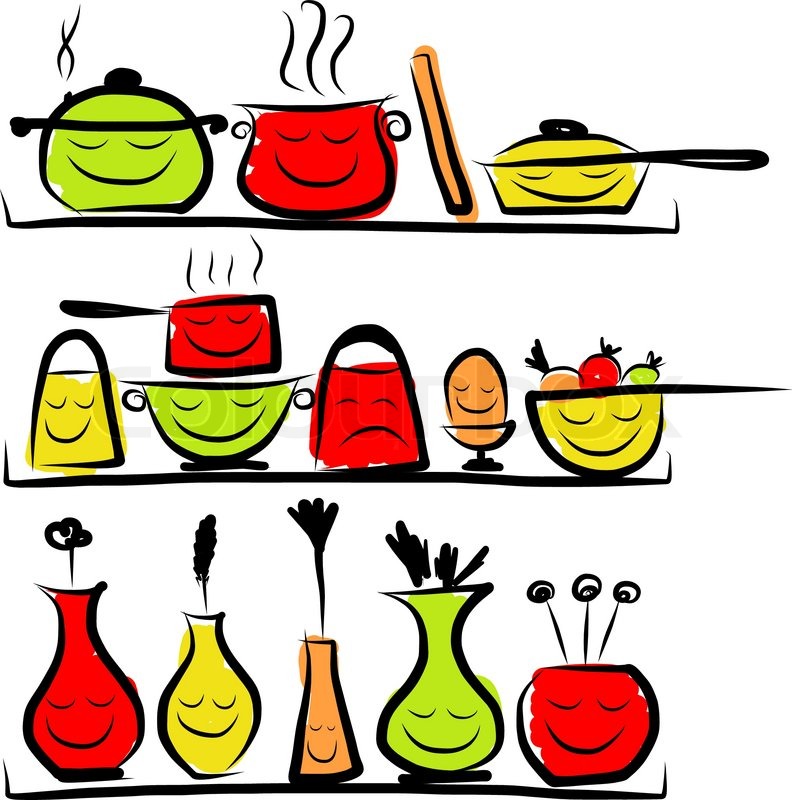 792x800 Kitchen Utensils Characters On Stock Vector Colourbox