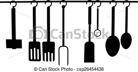 450x234 Vector Of A Set Of Kitchen Utensils Hanging From A Rack